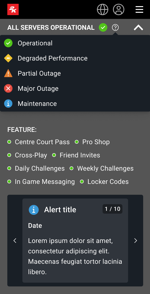 New Server Status Component