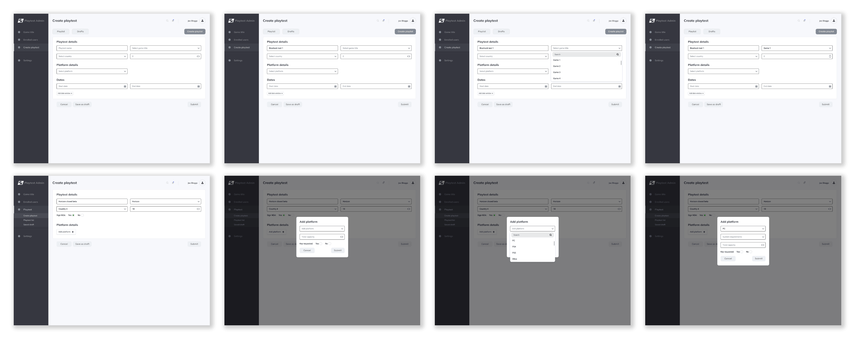 Administration - Wireframes